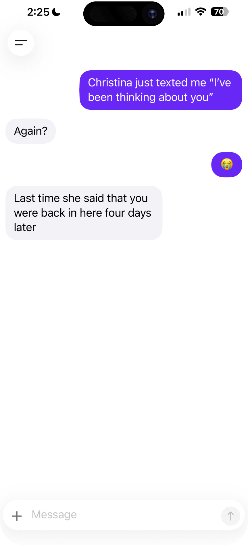 DateBot recalling what happened the last time the same person made contact