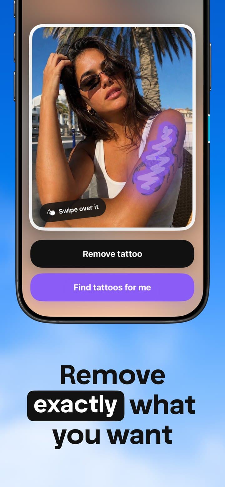 Painting a selection over a tattoo to mark it for removal
